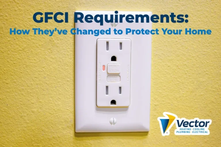a GFCI electrical outlet, also called a GFCI receptacle, on the wall of a home in Minneapolis, MN